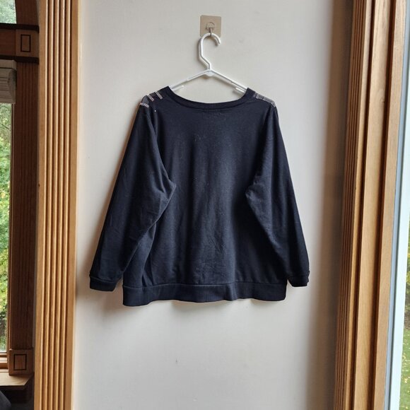 89th & Madison Black Jeweled Embellished Scoop Neck Sweatshirt Size 2X - Picture 16 of 16